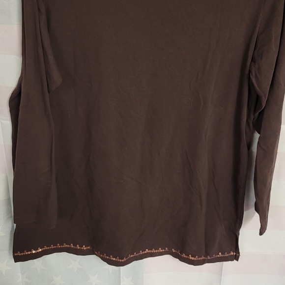DG2 Diane Gillman Brown Sequin Bodice 1X Top - Picture 6 of 6
